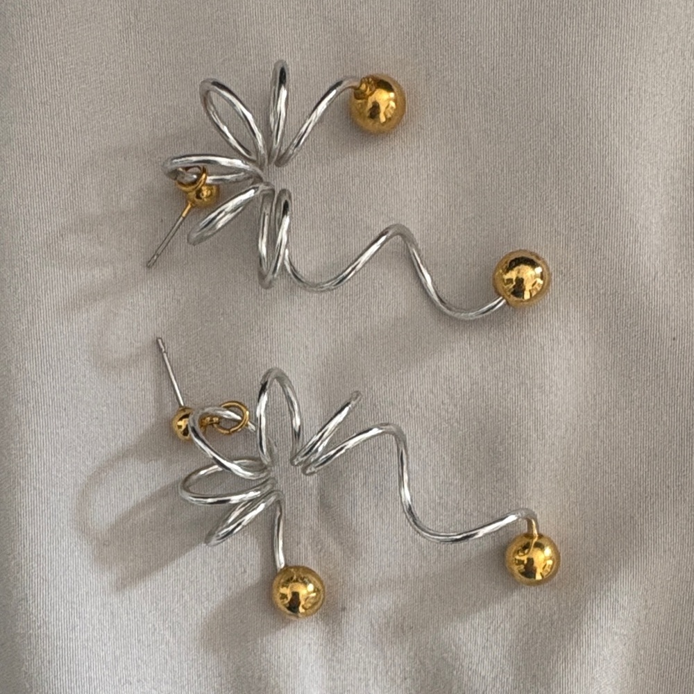 Silver and Gold Spiral Earrings
